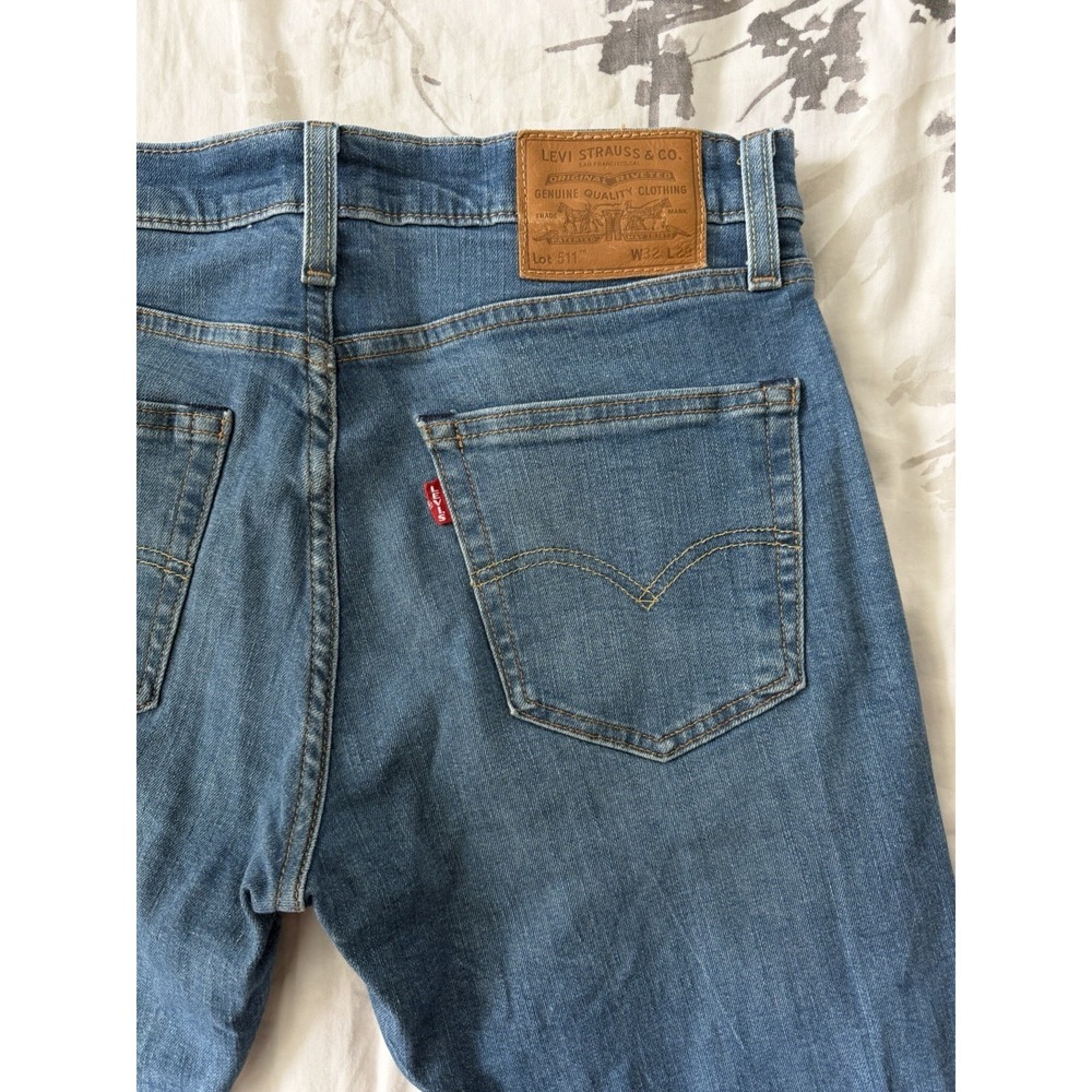 Levi's Premium 511 Slim Fit Taper Medium Blue Stretch Denim Jeans 32 X 29 Faded